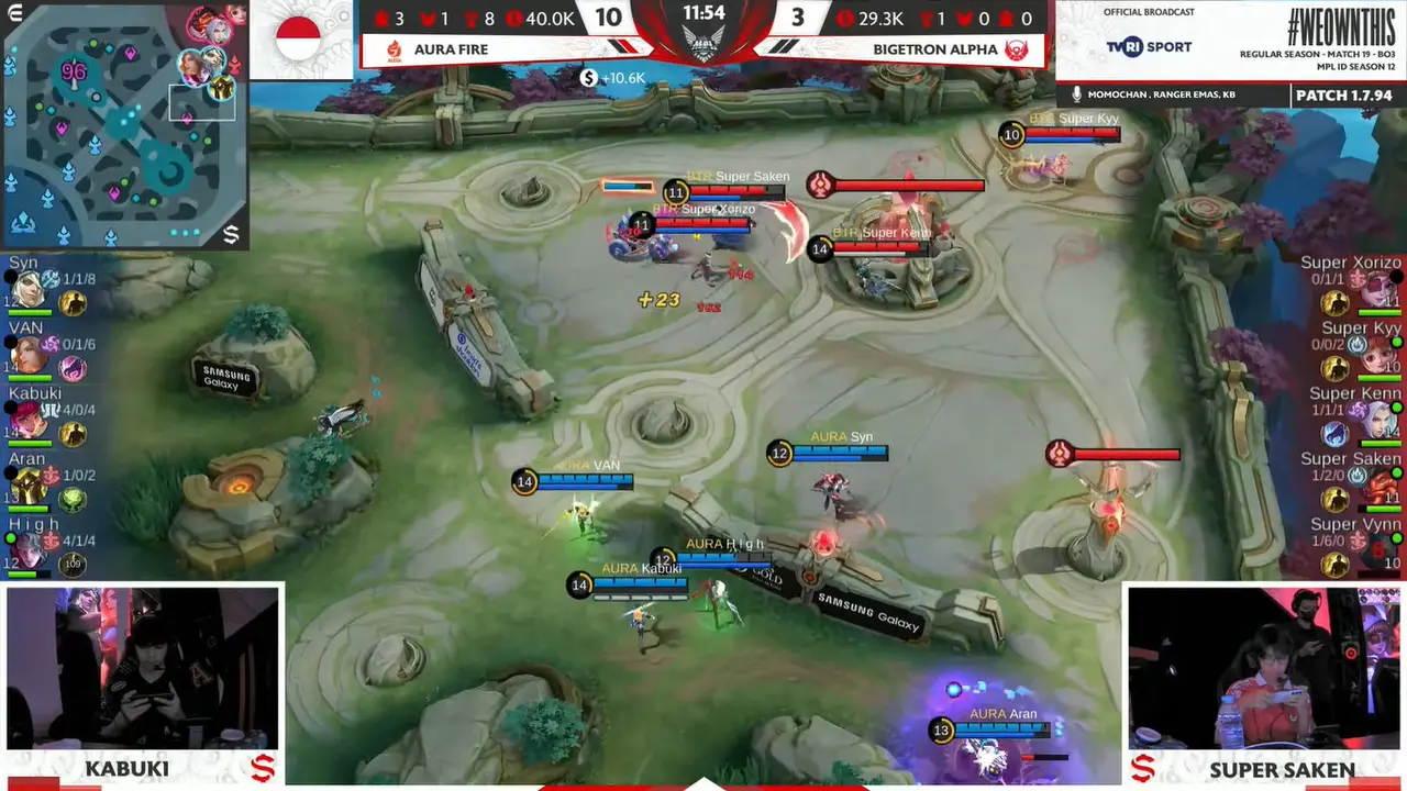 Aura Fire vs Bigetron Alpha di MPL ID S12, Kamis (3/8/2023) (YouTube MPL Indonesia)