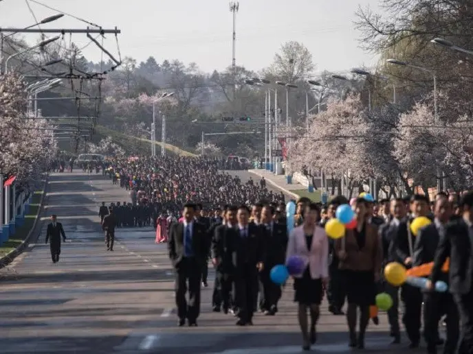 Persiapan Perayaan Day of the Sun di Pyongyang, Korea Utara (Ed Jones/AFP)