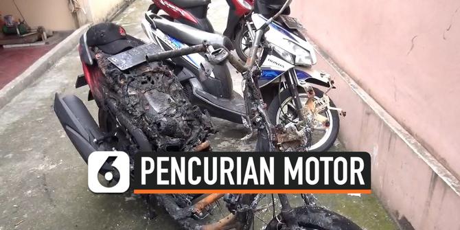 VIDEO: Motor Terbakar Saat Akan Dibawa Pencuri