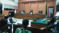 Sidang kasus mutilasi wanita di Kabupaten Musi Banyuasin digelar di Pengadilan Militer I-04 Palembang (Liputan6.com / Nefri Inge)