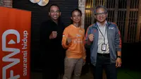 Indonesia. Tampak dalam gambar (dari kanan ke kiri) adalah Rudi Kamdani, Wakil Direktur Utama FWD Life; Fedi Fianto, pelari maraton Indonesia; dan dr. A. Andi Kurniawan Sp.KO., Spesialis Kedokteran Olahraga dari Indonesia Sport Medicine Centre. (Istimewa)