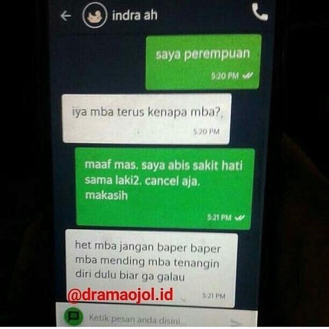 7 Chat Batalkan Pesanan Ojek Online Ini Bikin Ngakak
