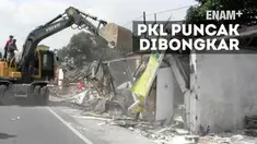 Ratusan kios PKL dan bangunan permanen di puncak di bongkar paksa petugas. Pembongkaran dilakukan karena menyalahi aturan peruntukan dan mengganggu lalu lintas