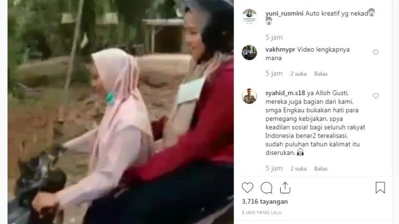 Pengendara Sepeda Motor Ini Menyebrangi Sungai Hanya Pakai Tali (Instagram)