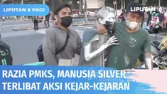 Aksi kejar-kejaran mewarnai razia penyandang masalah kesejahteraan sosial atau PMKS di kawasan lampu merah Pluit, Penjaringan. Seorang manusia silver yang tertangkap mengaku menjalani pekerjaan tersebut demi anak dan istri.