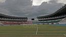 Wajah Philippine Sports Stadium tempat laga perdana Timnas Indonesia melawan Thailand pada laga AFF Suzuki Cup 2016 di Filipina. (18/11/2016).  (Bola.com/Nicklas Hanoatubun)