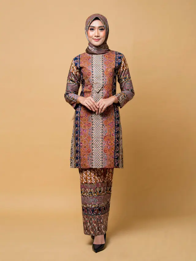 Gamis Katun Kombinasi Batik Formal Santai