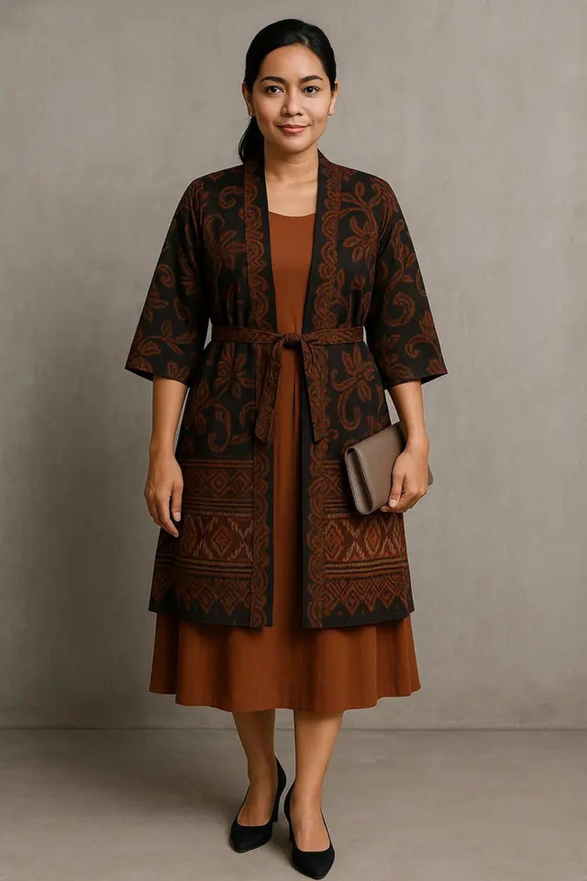 12 Model Outer Batik Panjang dengan Dress Polos untuk Kondangan Outdoor 2025, Elegan dan Nyaman Dipakai