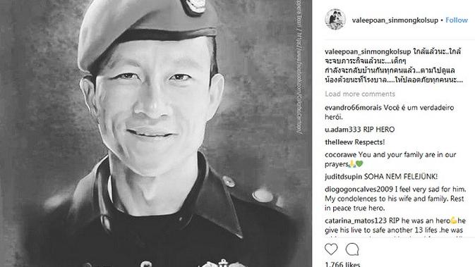 Saman Kunam meninggal dalam misi penyelamatan di gua Thailand karena kehabisan oksigen. (Instagram Valeepoan Kunan)
