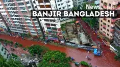 Jalanan di sebagian Kota Dhaka dipenuhi genangan. Namun, banjir kali ini sungguh tak biasa, sebab air tak berwarna cokelat melainkan merah, semerah darah. 
