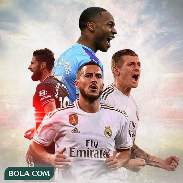 Ilustrasi Pemain - Oliver Giroud, Raheem Streling, Eden Hazard, Toni Kroos