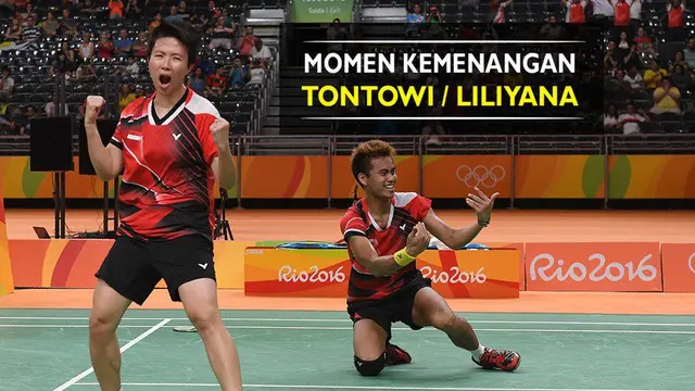 Video momen kemenangan Tontowi Ahmad/Liliyana Natsir pada partai final ganda campuran Olimpiade Rio 2016.