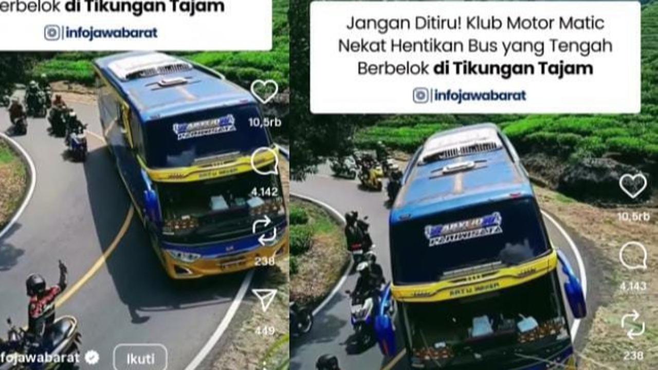 Viral Pemotor Hadang Bus Pariwisata di Tikungan Ciwidey, Polisi Langsung Turun Tangan