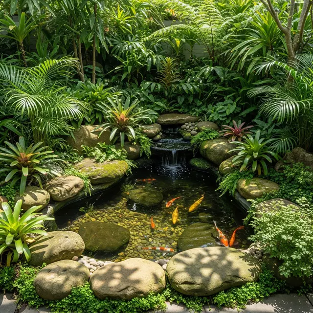 Inspirasi Taman Mini dan Kolam Ikan untuk Menciptakan Suasana Healing di Rumah (AI Generated)