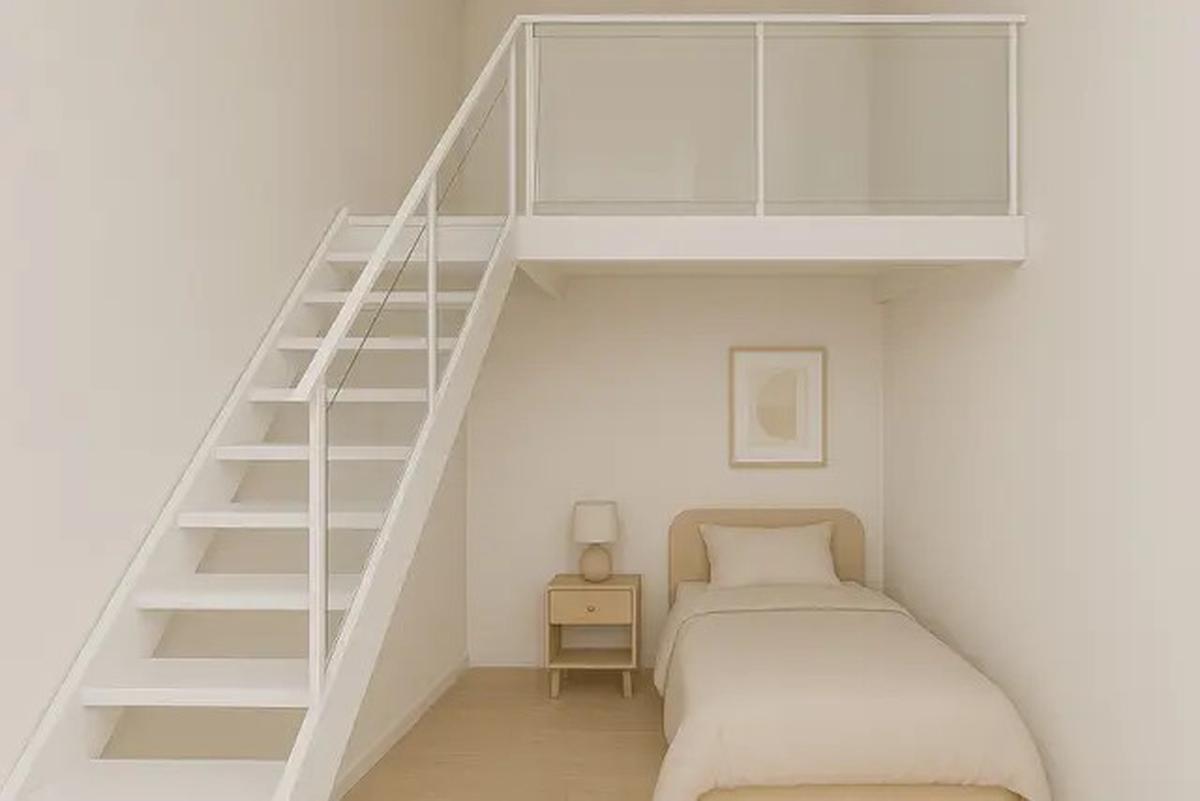 Desain Tangga untuk Kamar Mezzanine yang Unik dan Tampak Estetik