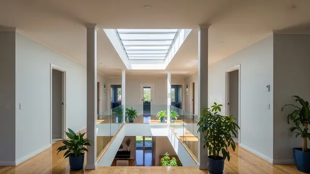 Lorong Rumah Dua Lantai dengan Skylight Memanjang