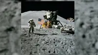 Pendaratan Apollo 15 di Bulan. (Sumber Wikimedia/NASA/Astronaut David R. Scott)