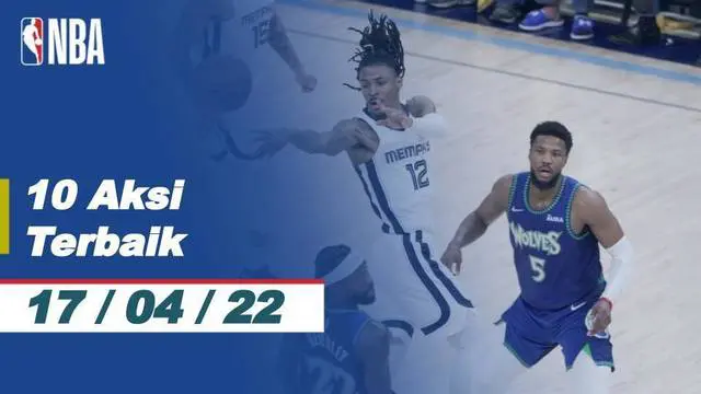 Berita video 10 aksi terbaik yang terjadi di NBA Play-off 2022 hari ini, termasuk 3 poin shoot fantastis dari pemain Pemain Philadelphia 76ers, Tyrese Maxey, Minggu (17/4/2022) pagi hari WIB.