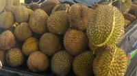 Siapa berani menjajal kesaktian menendang durian-durian berkulit tajam ini?. (Foto: Liputan6.com/Muhamad Ridlo)