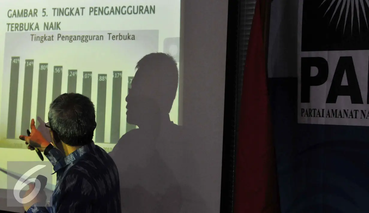 Wakil Ketua Umum DPP PAN, Didik J Rachbini saat menjadi pembicara dalam diskusi yang bertajuk "Krisis Ekonomi, Pengangguran dan Solusinya (Visi Pan)" di Kantor DPP PAN, Jakarta, Rabu (9/9/2015). (Liputan6.com/Andrian M Tunay)
