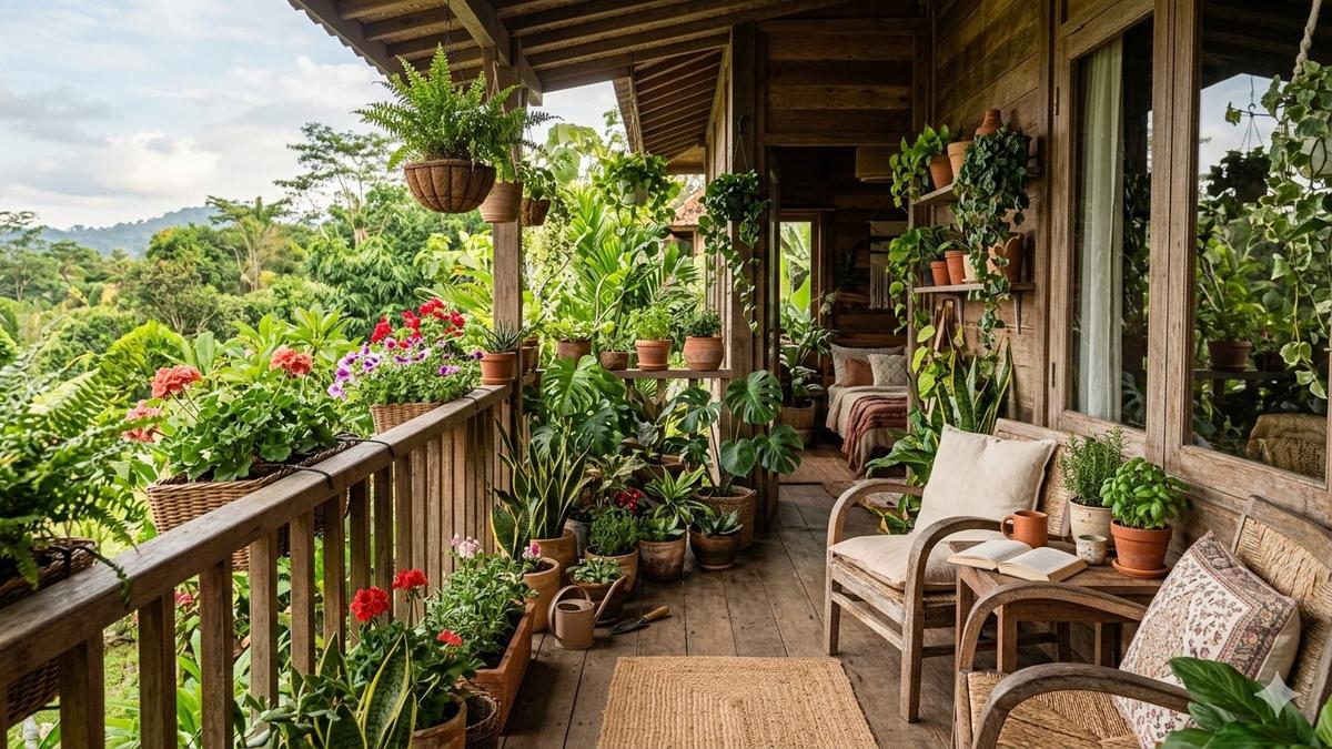 7 Balkon Rumah dari Kayu yang Estetik dan Nyaman untuk Hunian Tropis