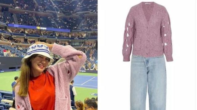 Nonton Tenis di New York, Cardigan Bolong Luna Maya Jadi Sorotan