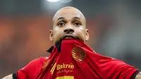 Pemain Persija Jakarta, Gustavo Almeida, melakukan selebrasi setelah mencetak gol ke gawang Bali United pada laga BRI Liga 1 di Stadion Jakarta International Stadium (JIS), Jakarta, Sabtu (10/5/2025) malam WIB. (Bola.com/Abdul Aziz)