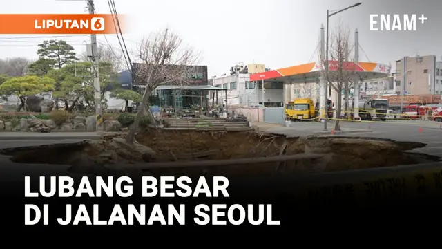 VIDEO: Sepeda Motor Jatuh ke dalam Lubang Besar di Seoul, Pengendara Tewas