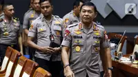 Kabareskrim Komjen Idham Azis bersiap menjalani Uji Kepatutan dan Kelayakan di Komisi III DPR, Kompleks Parlemen, Senayan, Jakarta, Rabu (30/10/2019). Idham Azis merupakan calon tunggal Kapolri yang ajukan Presiden Jokowi menggantikan Kapolri sebelumnya Tito Karnavian. (Liputan6.com/Johan Tallo)