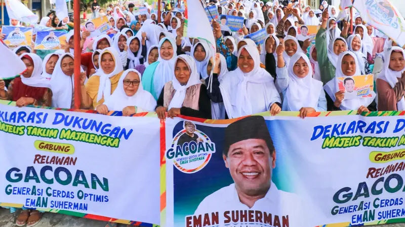 Majelis Taklim Majalengka bergabung dengan Relawan Generasi Cerdas, Optimis Eman Suherman (Gacoan) untuk mendukung Bakal Calon Bupati (Cabup) Eman Suherman pada Pemilihan Bupati Majalengka (Pilbup Majalengka 2024).