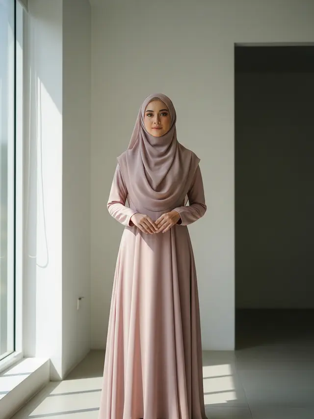 9 Model Gamis A-line Syari Berbahan Jatuh, Anggun dan Nyaman Pilihan Muslimah