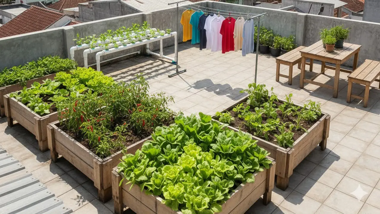 Rumah dengan Taman Rooftop Multifungsi (Gemini AI)