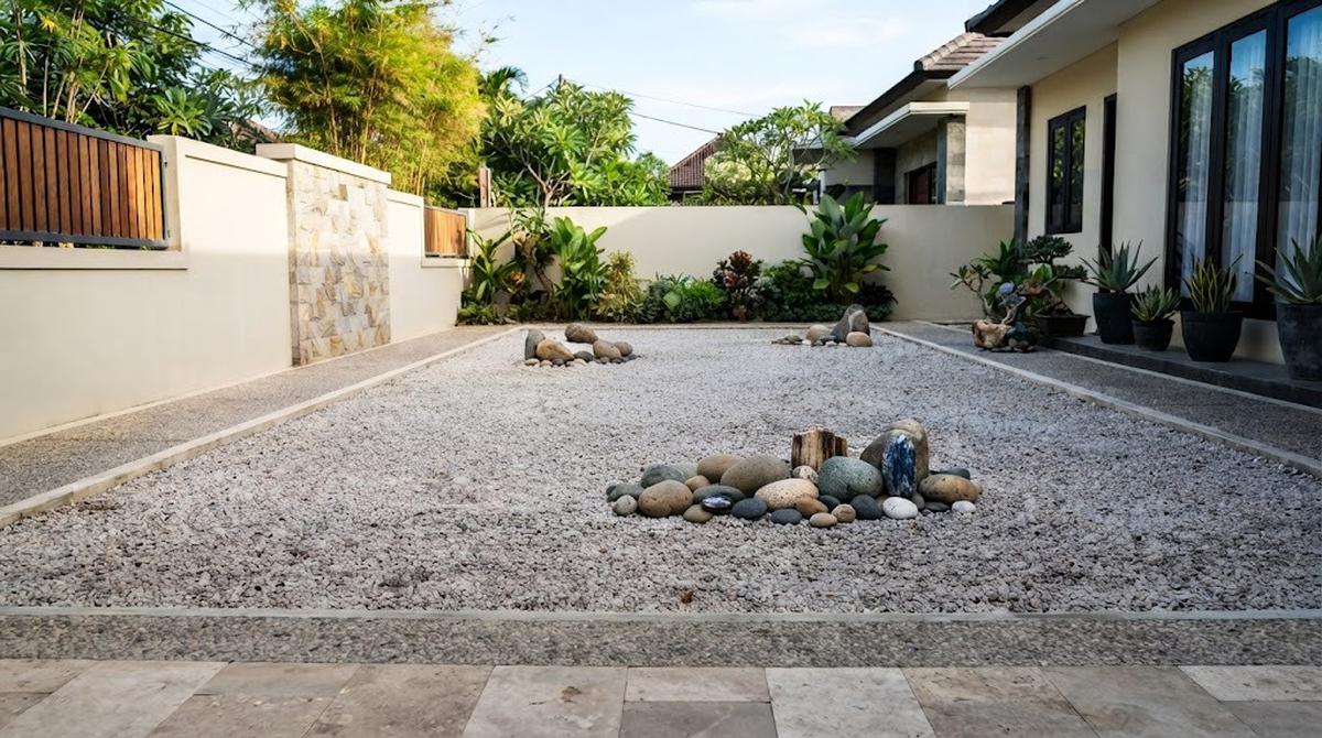Taman Batu Minimalis dengan Elemen Dekoratif