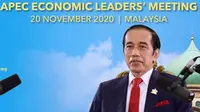 Presiden Jokowi hadir dalam Konferensi Tingkat Tinggi Kerja Sama Ekonomi Asia-Pasifik (KTT APEC). Jokowi ikut secara virtual dari Istana Kepresidenan Bogor, Jawa Barat, Jumat (20/11/2020).