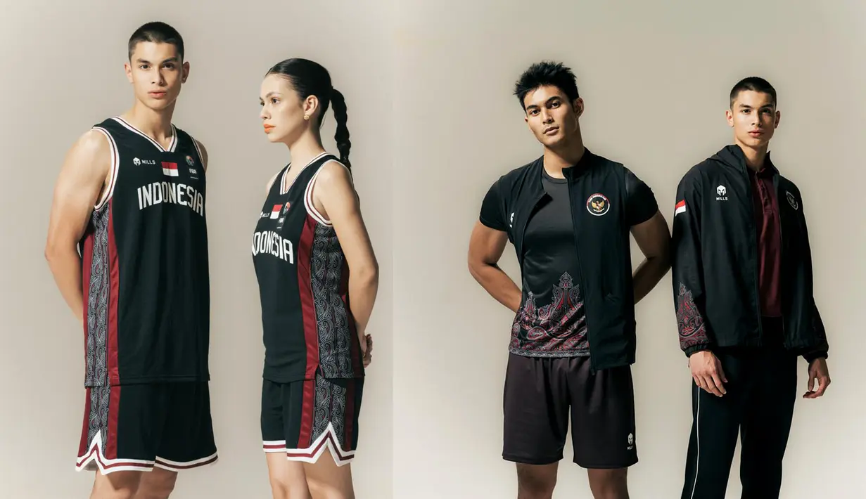 Seragam tanding Tim Indonesia untuk Asian Games 2026 hadir dengan dominasi warna hitam dan merah, dipadukan ornamen Gorga khas Toba yang melambangkan kekuatan dan perlindungan. Koleksi ini dirancang untuk merepresentasikan keberanian dan keteguhan mental atlet saat bertanding. (Foto: Ghea Fashion Studio/Sarinah/Tim Indonesia)