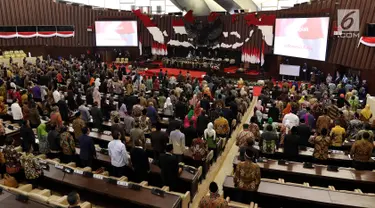 Suasana Sidang paripurna ke-2 MPR RI di Gedung Nusantara Kompleks Parlemen, Senayan, Jakarta, Rabu (2/10/2019). Rapat tersebut memiliki agenda mengesahkan jadwal acara sidang dan membentuk fraksi-fraksi dan kelompok Dewan Pimpinan Daerah (DPD). (Liputan6.com/Johan Tallo)