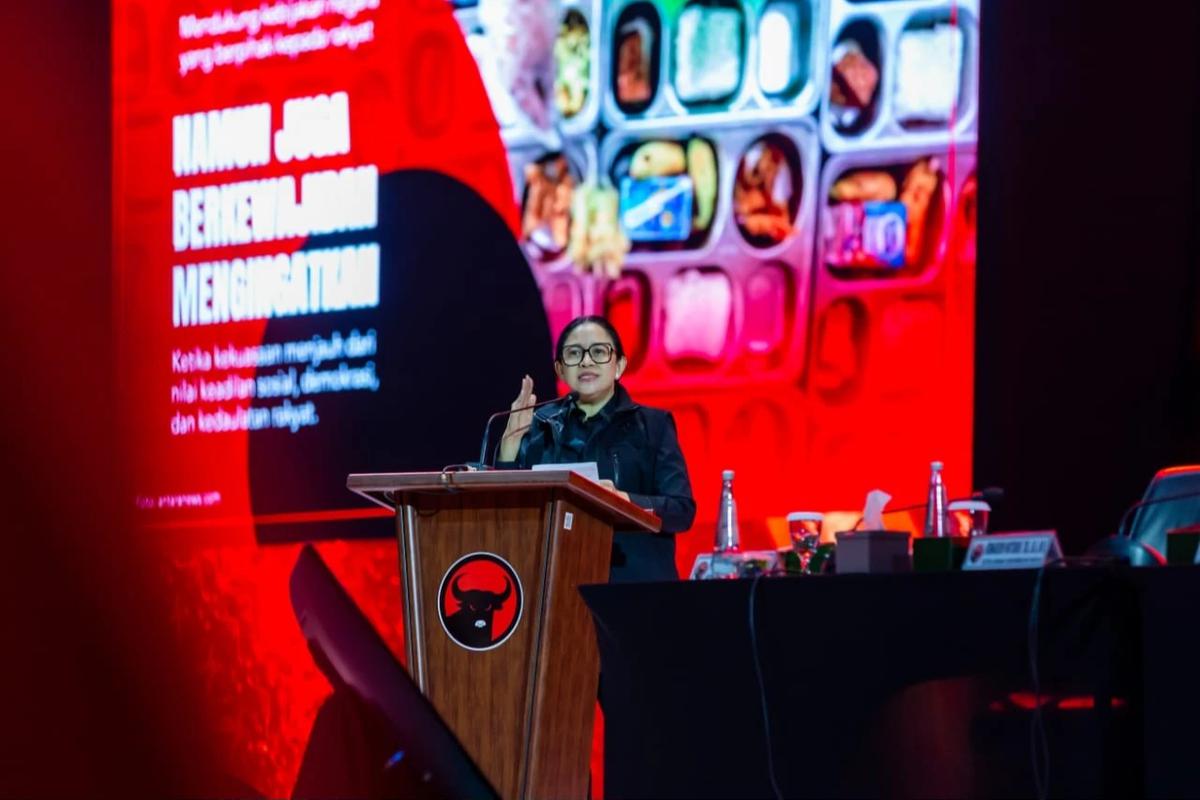 Ketua DPP Bidang Politik PDI Perjuangan Puan Maharani di Rakernas PDIP