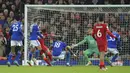 Memasuki menit-menit akhir babak kedua, Liverpool berhasil menggandakan keuunggulan. Lagi-lagi lewat Diogo Jota. Pemain berkebangsaan Portugal tersebut sukses mengkonversi umpan dari Joel Mantip menjadi gol. (AP/Jon Super)
