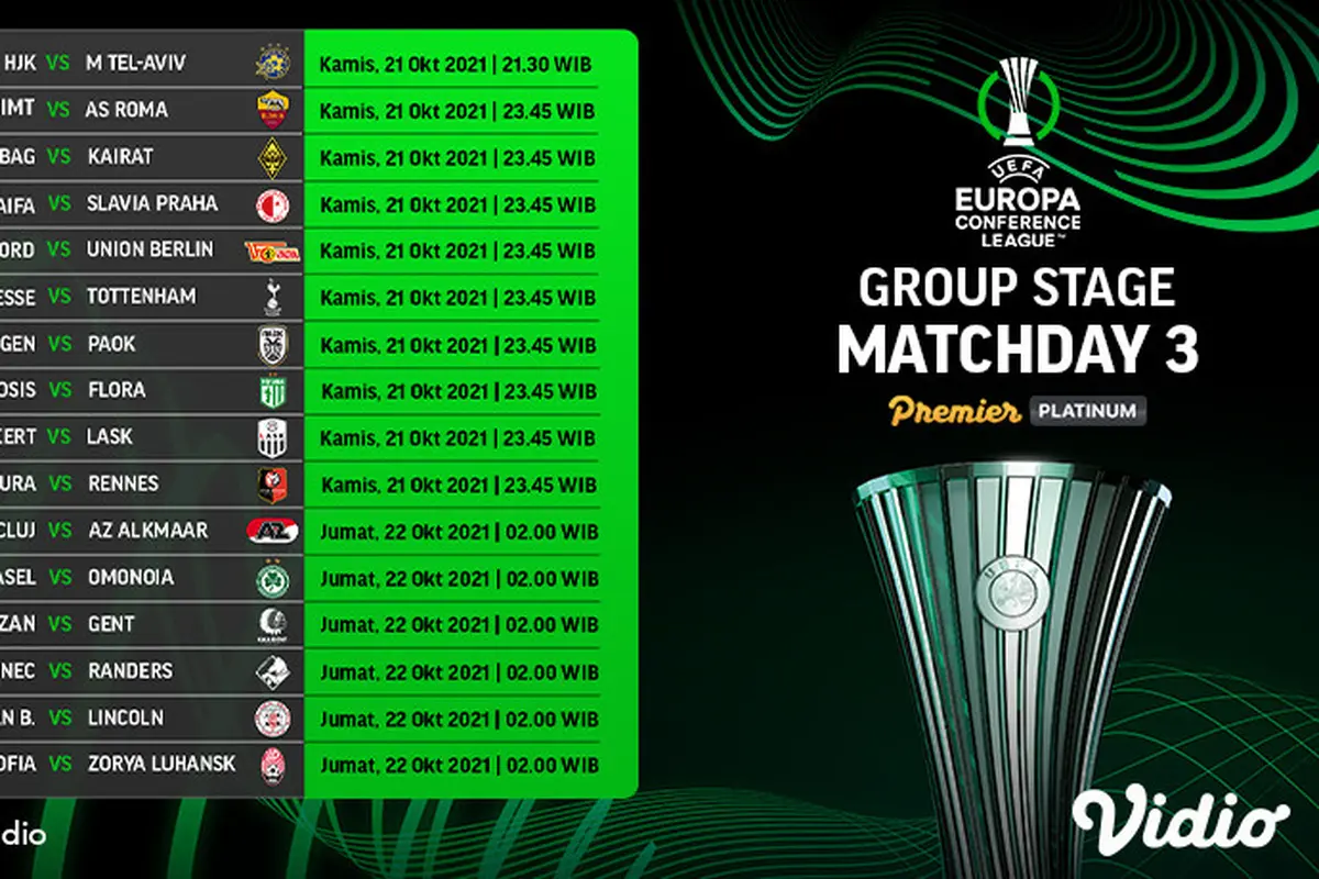 Jadwal dan Live Streaming UECL 2021 Pekan Ini di Vidio, 21-22 Oktober