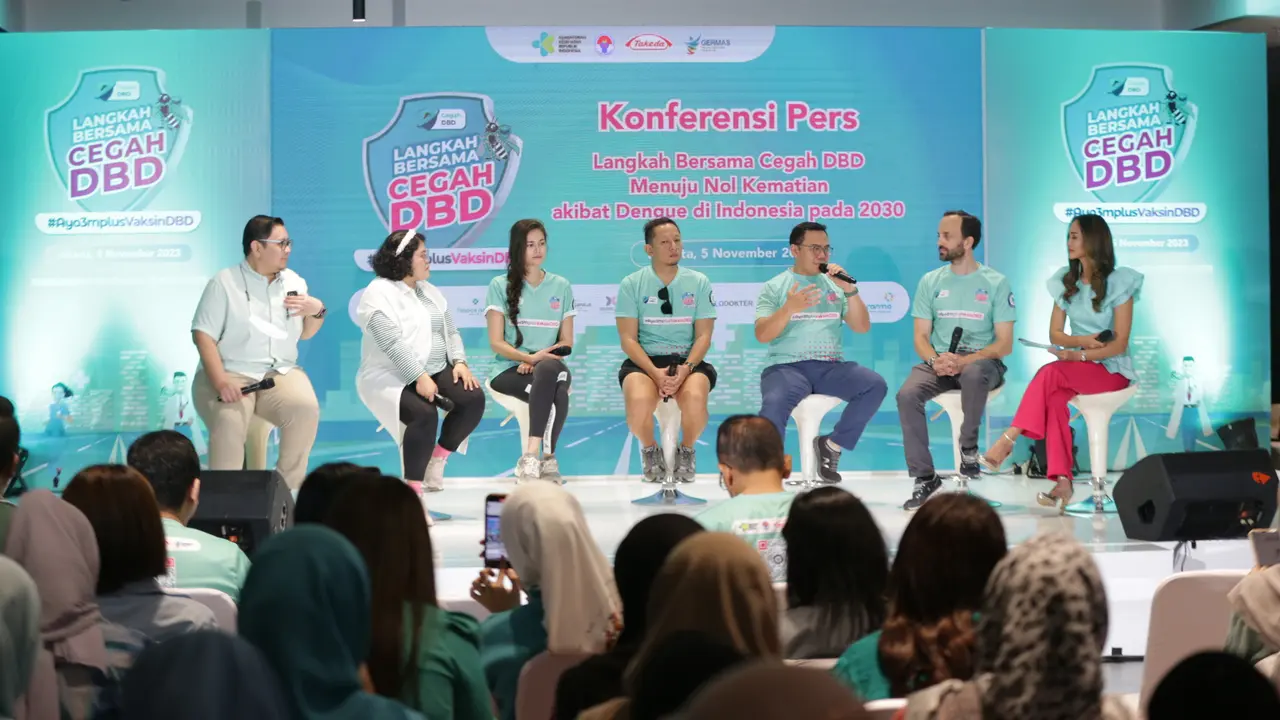 Konferensi Pers Kemenkes dan Takeda Gelar Kegiatan "Langkah Bersama Cegah DBD", Jakarta Pusat, Minggu, 5 November 2023.