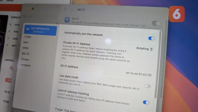 <p>Rotate Wi-Fi Address di macOS Sequoia. (Liputan6.com/ Yuslianson)</p>