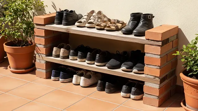 Ide Rak Sepatu Outdoor dari Bata Merah Susun