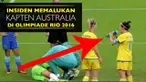 Video kapten tim nasional sepak bola wanita australia minum dengan botol terbalik saat laga Brasil vs Australia, Sabtu (13/8/2016).