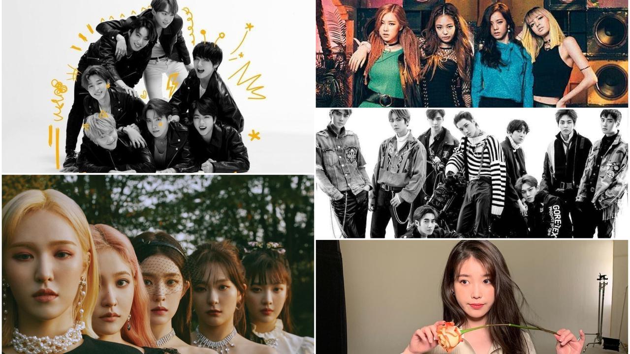 Ilustrasi K-Pop (SM / Big Hit/ YG via Soompi, Instagram/ dlwlrma)