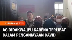 Jaksa Penuntut Umum mendakwa anak AG terlibat penganiayaan berat yang direncanakan terhadap David Ozora Latumahina dalam sidang perdana di Pengadilan Negeri, Jakarta Selatan. Sidang pembacaan dakwaan ini dilaksanakan setelah proses diversi.