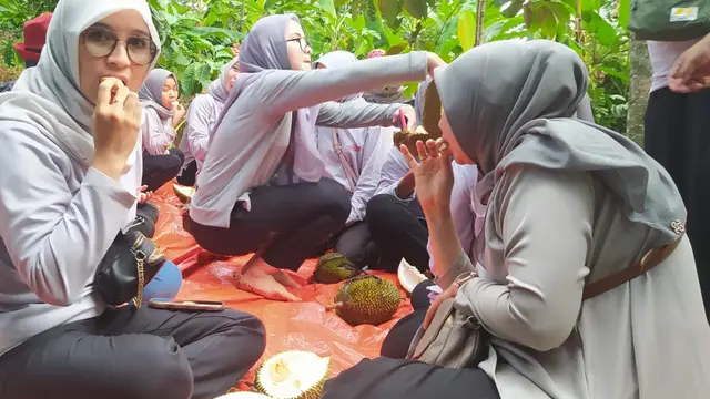 Paket wisata Open Trip Petik Durian di Pijar Park berhasil menyedot animo masyarakat. (Liputan6.com/Arief Pramono)