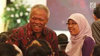 Menteri PU dan Perumahan Rakyat, Basuki Hadimuljono seusai menghadiri perayaan  ulang tahun pendiri PT Mustika Ratu Tbk, Mooryati Soedibyo  yang ke 90 di kawasan Gatot Subroto, Jakarta, Jumat (5/1). (Liputan6.com/Herman Zakharia)