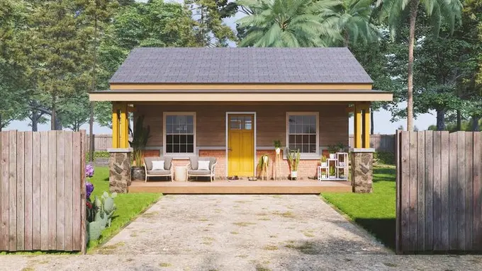 Ilustrasi rumah sederhana di kampung (Foto: Pinterest)