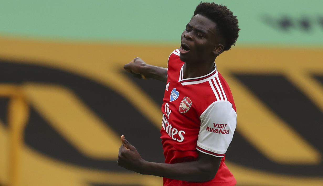 16. Bukayo Saka (Arsenal) - Penyerang berusia 19 tahun ini memiliki permainan yang menawan dan talenta yang luar biasa di lapangan. Bukayo Saka sendiri disebut-sebut sebagai calon bintang Arsenal. (AFP/Catherine Ivill/pool)
