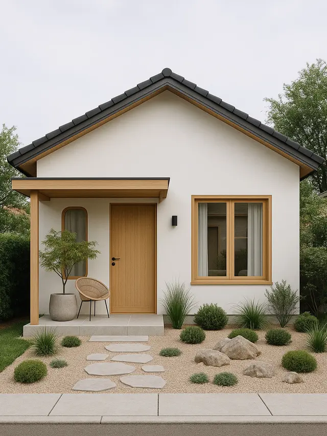 Gambar Rumah 6x9 Meter dengan Teras Mini dan Taman Depan